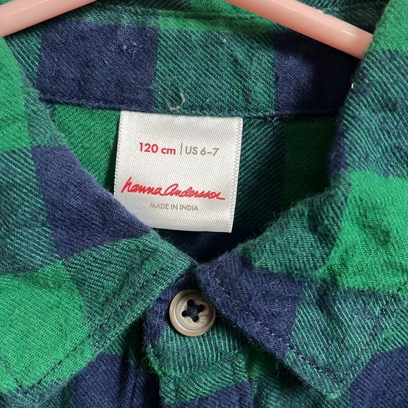 Hanna Andersson - Blue & green flannel shirt - 6 - Picture 2 of 4